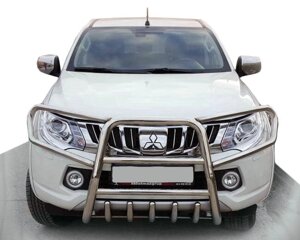 Кенгурятник QT019 (нерж) для Mitsubishi L200 2015 мм.