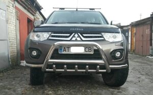 Кенгурятник + ВУС для Mitsubishi Pajero Sport 2008-2015 Захист заднього бампера/дуги/пороги