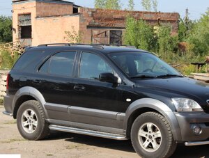 Бічний захист пороги майданчик Kia Sorento 2002-2009 кенгурятник захист задня дуги пороги