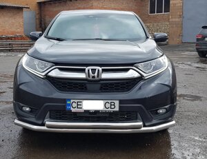 Захист переднього бампера (подвійна нержавіюча труба - подвійний ус) Honda CRV (16+)