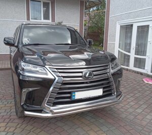 Захист переднього бампера ВУС подвійний Lexus LX570 2015+ кенгурятник захист бампера дуги пороги