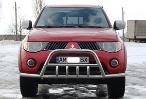 Кенгурятник + ВУС для Mitsubishi Pajero Sport 2008-2015 Захист заднього бампера/дуги/пороги