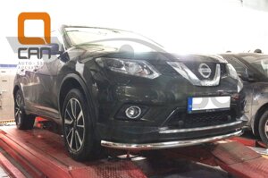 Захист переднього бампера (одинарна нержавіюча труба - одинарний ус) Nissan X-Trail (2014-)