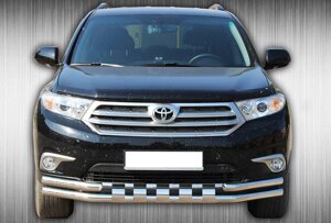 Захист переднього бампера ВУС SHARK подвійний Toyota Highlander 2010-2013 Кенгурятник дуги пороги