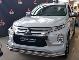 Захист переднього бампера ВУС подвійний Mitsubishi Pajero Sport 2020+ Кенгурятник захист бампера дуги пороги