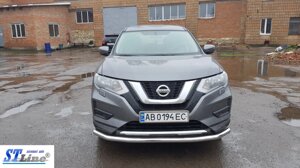 Захист переднього бампера (одинарна нержавіюча труба - одинарний ус) Nissan X-trail 2017+