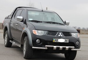 Захист переднього бампера ВУС SHARK подвійний Mitsubishi L 200 96-06 07-10 10-15 15+ Кенгурятник дуги пороги