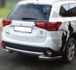 Захист заднього бампера (одинарна нержавіюча - кути) Mitsubishi Outlander (15+)