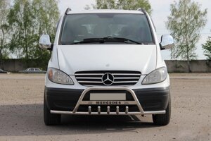 Кенгурятник WT004-Plus з вусами (нерж.) для Mercedes Viano 2004-2015 рр.