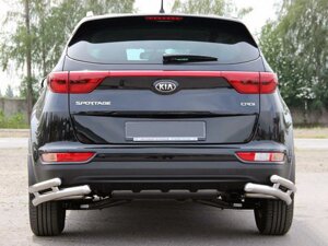 Задня захист куточки подвійні AK003-подвійний (нерж) для Kia Sportage 2015-2021 рр.