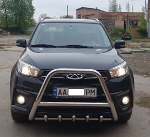 Кенгурятник високий з двома перемичками і грилем для Chery Tiggo 3 2014+