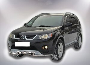 Захист переднього бампера ВУС SHARK Mitsubishi Outlander 03-06 07-11 12-14 14-16 16+ Кенгурятник дуги пороги