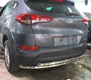 Захист заднього бампера (одинарна нержавіюча труба - одинарний ус) Hyundai Tucson (16+)