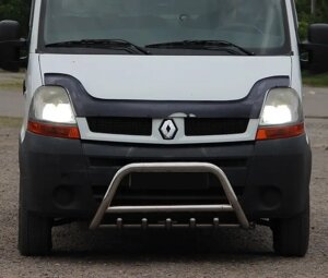 Захист переднього бампера - Кенгурятник з трубою і грилем Renault Master (98-10)