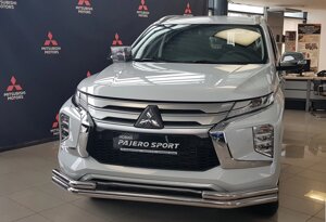 Захист переднього бампера ВУС подвійний Mitsubishi Pajero Sport 2020+ Кенгурятник захист бампера дуги пороги