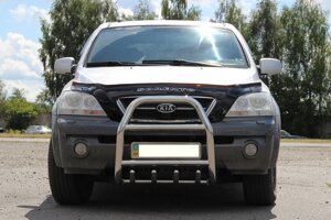 Кенгурятник високий з двома перемичками і грилем для Kia Sorento 2002-2009