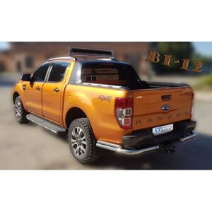 Захист заднього бампера (подвійна нержавіюча труба - подвійний ус) Ford Ranger (18+)