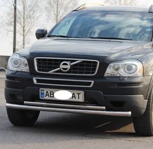 Захист переднього бампера (подвійна нержавіюча труба - подвійний ус) Volvo XC-90 (08-13)