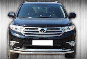 Захист переднього бампера ВУС подвійний Toyota Highlander 2010-2013 Кенгурятник дуги пороги