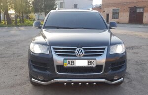 Захист бампера ВУС з грилем одинарний Volkswagen Touareg 2002-2010 кенгурятник захист задня дуги пороги