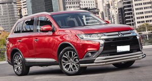 Захист переднього бампера ВУС подвійний Mitsubishi Outlander 03-06 07-11 12-14 14-16 16+ Кенгурятник дуги пороги