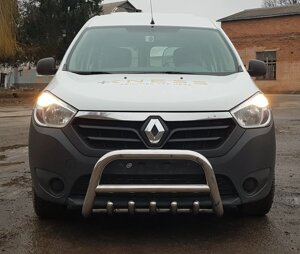 Захист переднього бампера - Кенгурятник з трубою і грилем Renault Lodgy (12+)