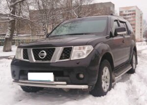 Захист переднього бампера ВУС подвійний Nissan Pathfinder 2006-2013 Кенгурятник дуги пороги