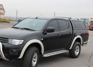 Бічний захист пороги майданчик Mitsubishi L 200 96-06 07-10 10-15 15+ Кенгурятник захист заднього бампера дуги