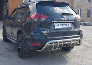 Захист заднього бампера (одинарна нержавіюча труба - одинарний ус) Nissan X-Trail (2017+)