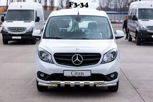 Захист переднього бампера (подвійна нержавіюча труба - подвійний ус) Mercedes-Benz Catian W 415 (12+)