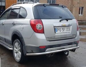 Захист заднього бампера (одинарна нержавіюча труба - одинарний ус) Chevrolet Captiva (2006-2011)