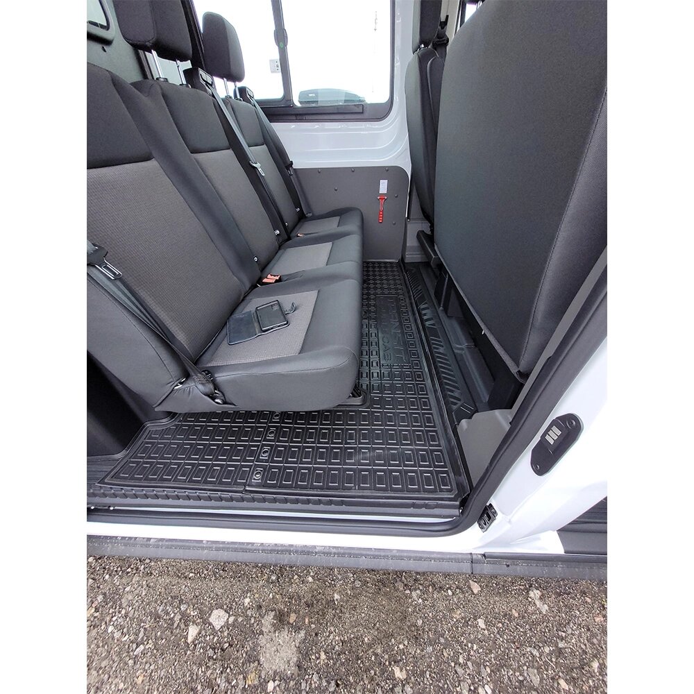 Поліуретанові (автогум) килимки в салон Ford Transit 2014- 1+2 (2-й ряд) DoubleCab с 2-х частей/ Форд Транзит  2014- від компанії AUTOAS - фото 1
