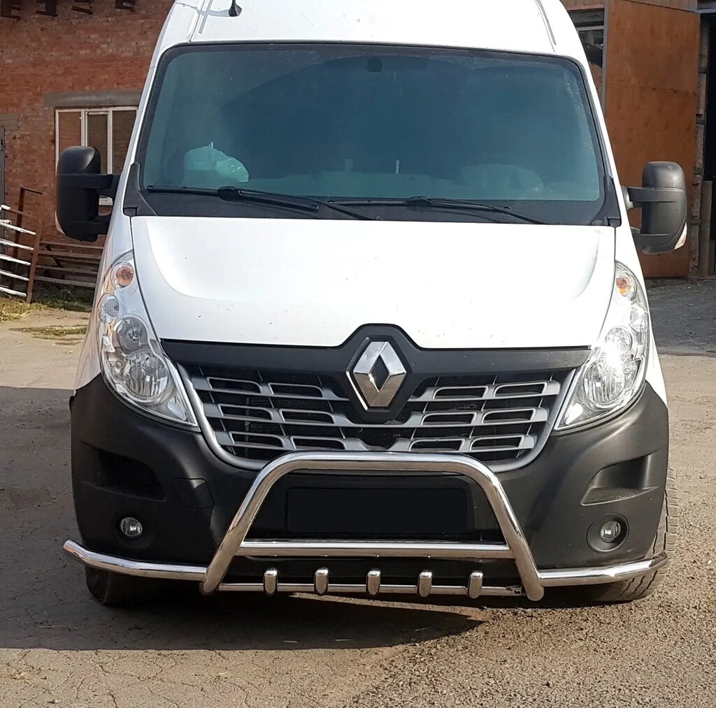 Захист переднього бампера - Кенгурятник Renault Master (10+) з трубою, з вусами та грилем від компанії AUTOAS - фото 1