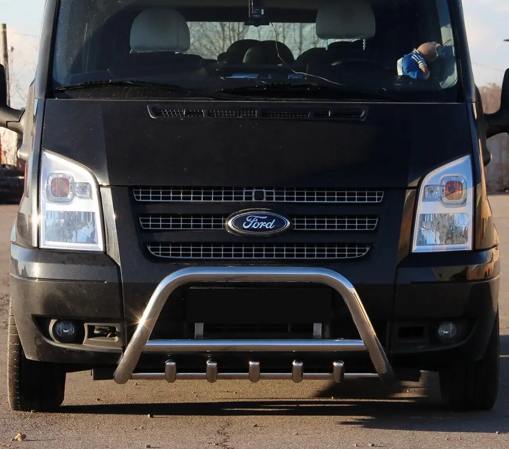 Захист переднього бампера - Кенгурятник з трубою і грилем Ford Transit (06-15) від компанії AUTOAS - фото 1