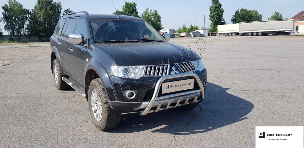 Захист переднього бампера - Кенгурятник з трубою і грилем Mitsubishi Pajero Sport (2008-2015) від компанії AUTOAS - фото 1