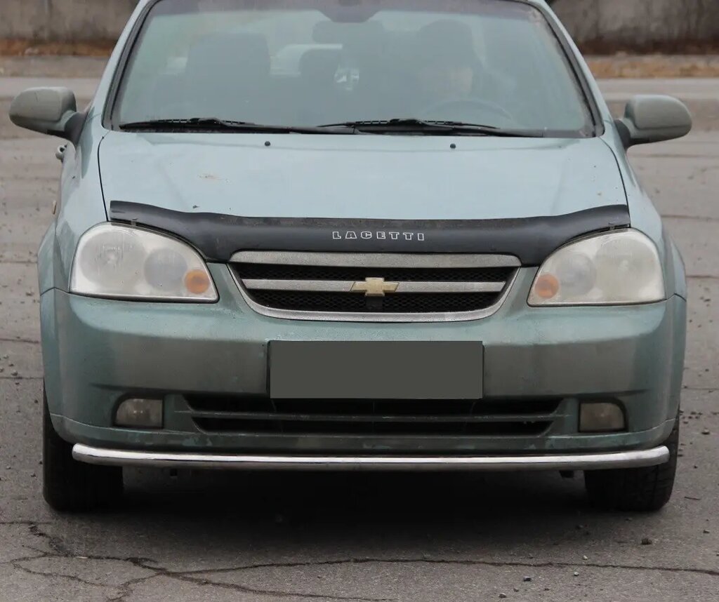 Захист переднього бампера (одинарна нержавіюча труба - одинарний ус) Chevrolet Lacetti (02+) від компанії AUTOAS - фото 1