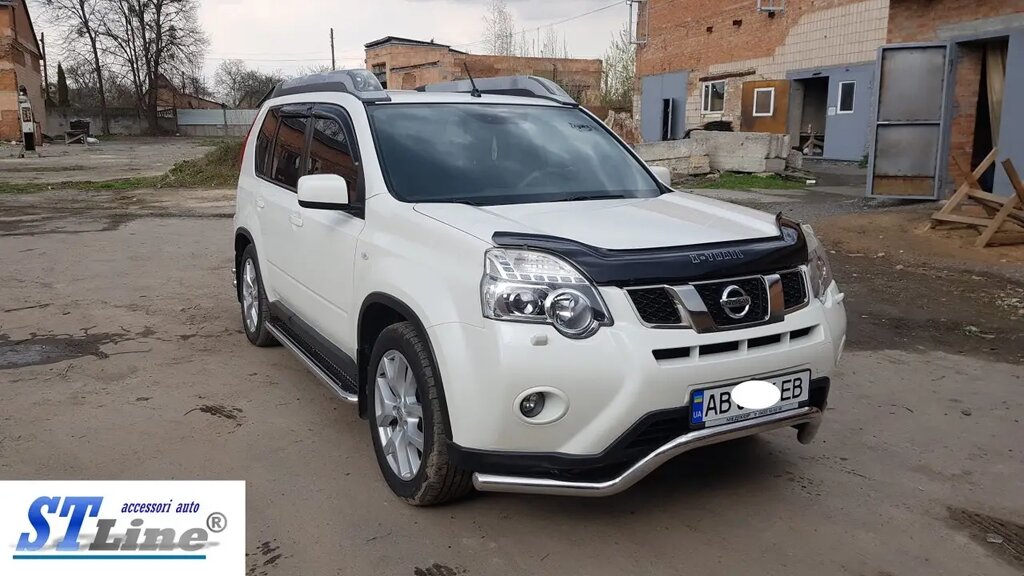 Захист переднього бампера (одинарна нержавіюча труба - одинарний ус) Nissan X-Trail T30 (2001-2007) від компанії AUTOAS - фото 1