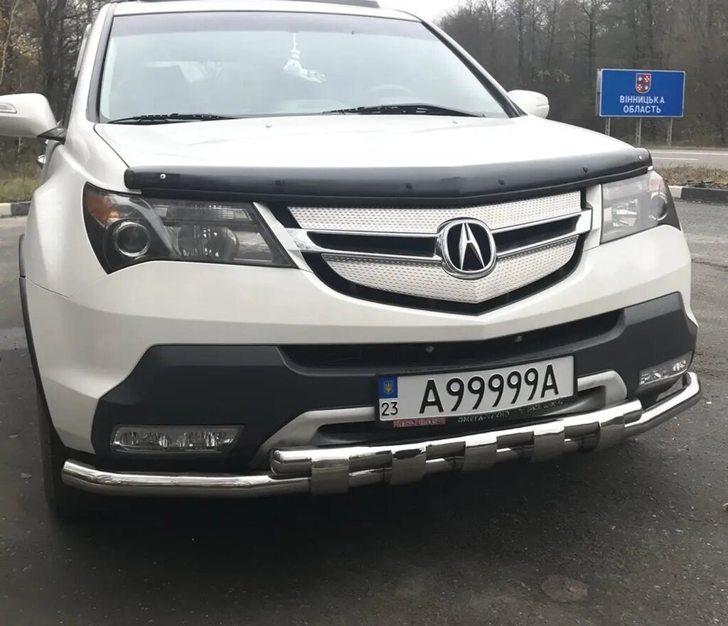 Захист переднього бампера (подвійна нержавіюча труба - подвійний ус) Acura MDX (06-13) від компанії AUTOAS - фото 1