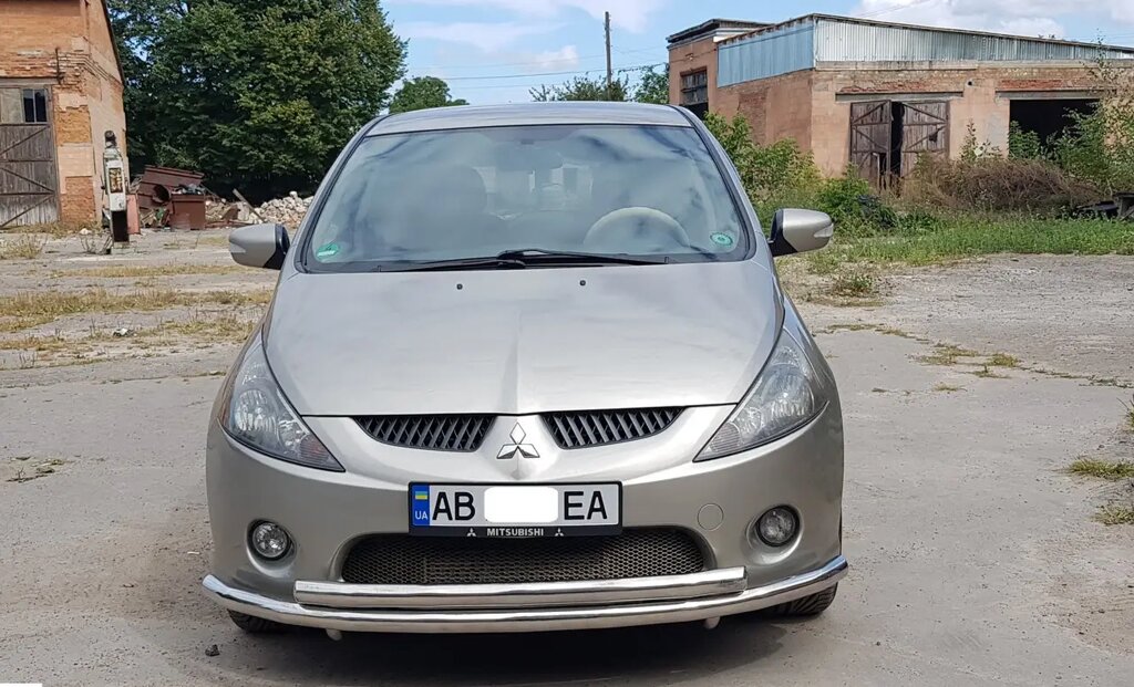 Захист переднього бампера (подвійна нержавіюча труба - подвійний ус) Mitsubishi Grandis (03-11) від компанії AUTOAS - фото 1