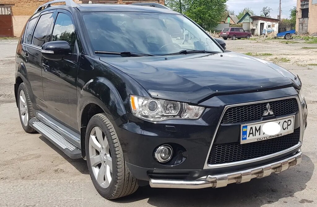 Захист переднього бампера (подвійна нержавіюча труба - подвійний ус) Mitsubishi Outlander (10-12) від компанії AUTOAS - фото 1