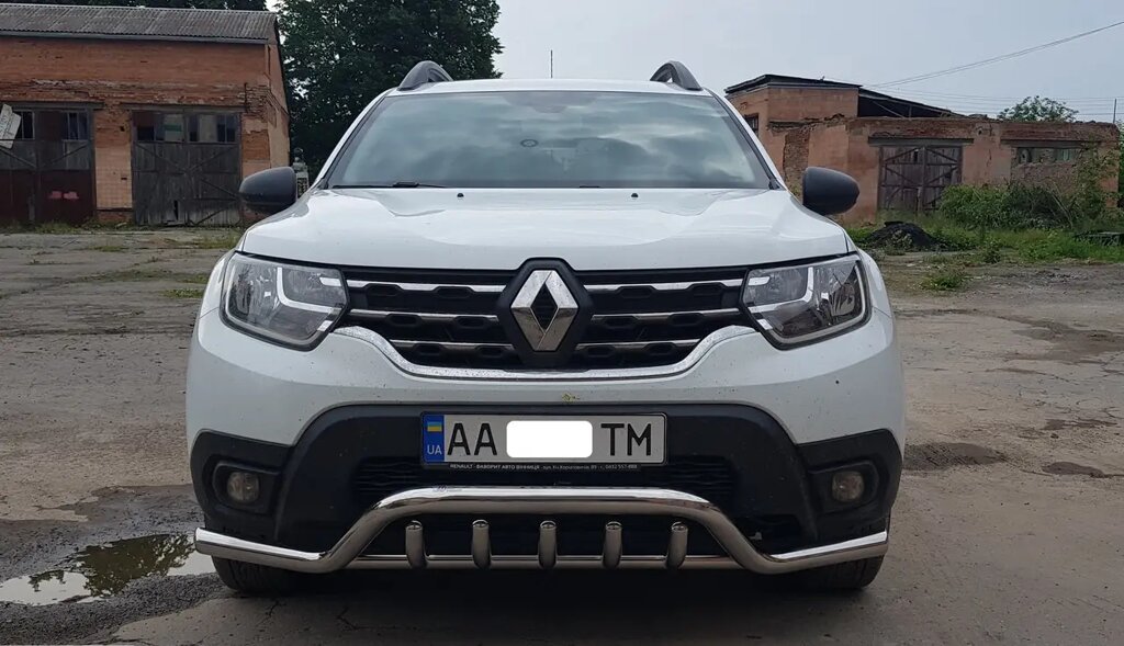 Захист переднього бампера (подвійна нержавіюча труба - подвійний ус) Renault Duster (18+) від компанії AUTOAS - фото 1