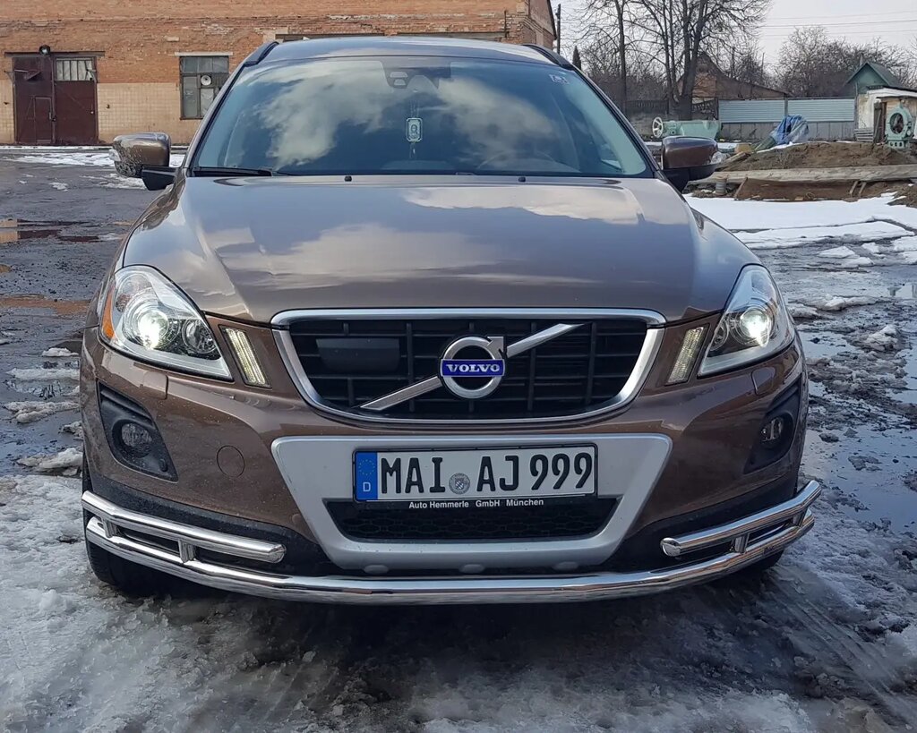 Захист переднього бампера (подвійна нержавіюча труба - подвійний ус) Volvo XC-60 (08-13) від компанії AUTOAS - фото 1