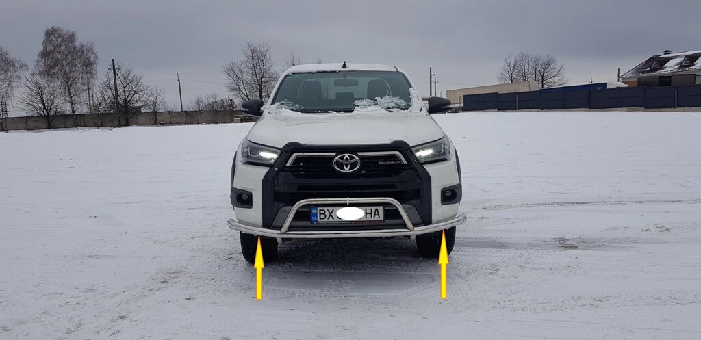 Захист переднього бампера (подвійна нержавіюча труба - вус) Toyota Hilux ( 2019 + ) від компанії AUTOAS - фото 1