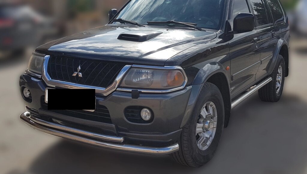 Захист переднього бампера ВУС подвійний Mitsubishi Pajero Sport 1996-2008 Кенгурятник захист бампера дуги пороги від компанії AUTOAS - фото 1