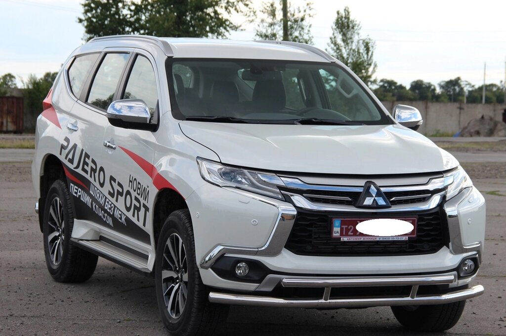 Захист переднього бампера ВУС подвійний Mitsubishi Pajero Sport 2016+ Кенгурятник захист бампера дуги пороги від компанії AUTOAS - фото 1