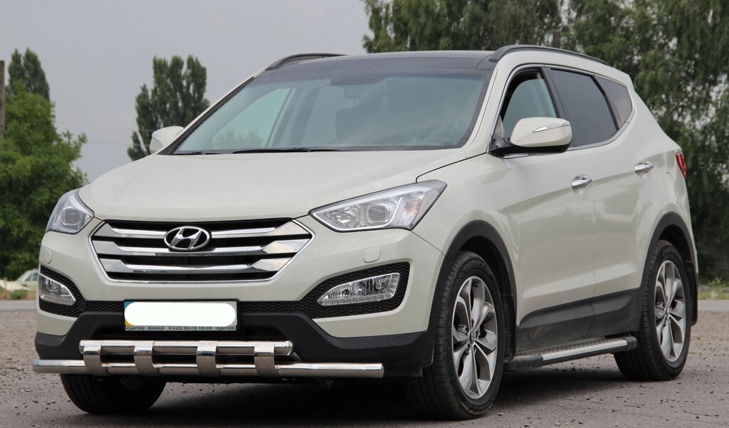 Захист переднього бампера ВУС SHARK подвійний Hyundai Santa Fe 2013-2018 кенгурятник захист бампера дуги пороги від компанії AUTOAS - фото 1