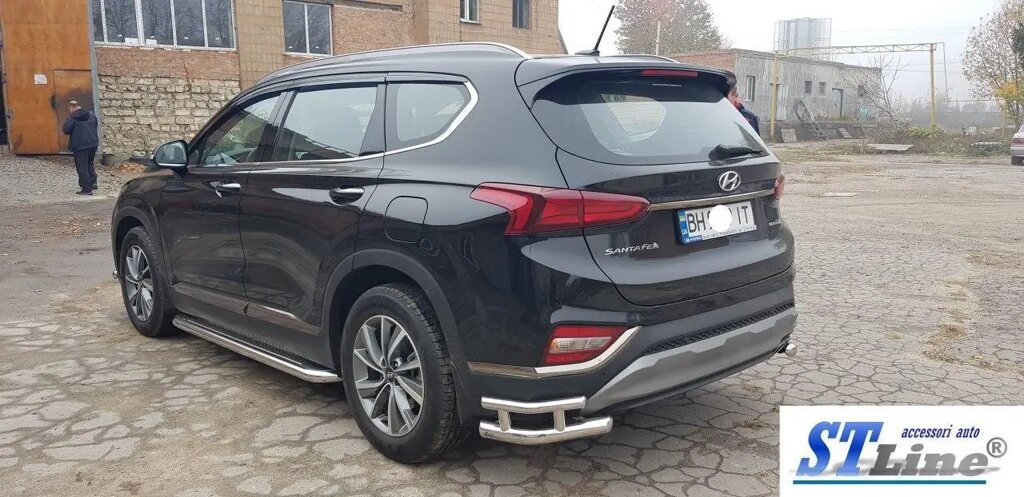 Захист заднього бампера для Hyundai Santa Fe 2018+ захист бампера дуги пороги від компанії AUTOAS - фото 1