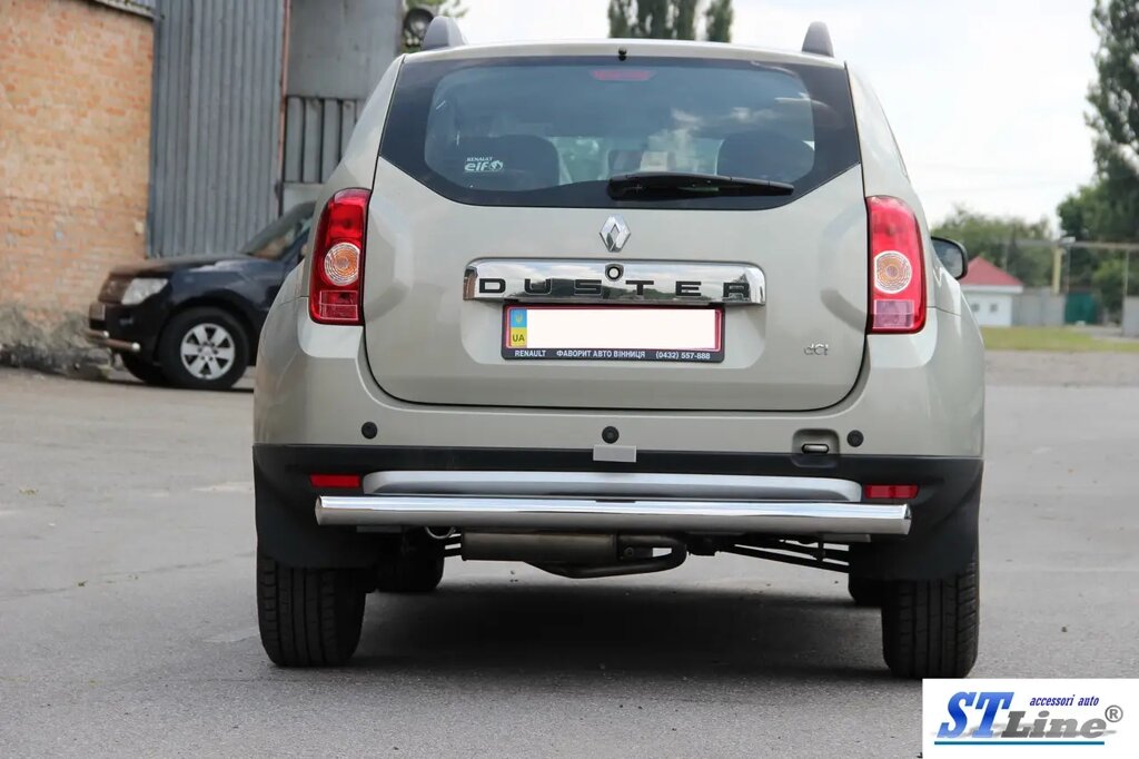 Захист заднього бампера (одинарна нержавіюча труба - одинарний ус) Dacia Duster (10+) від компанії AUTOAS - фото 1