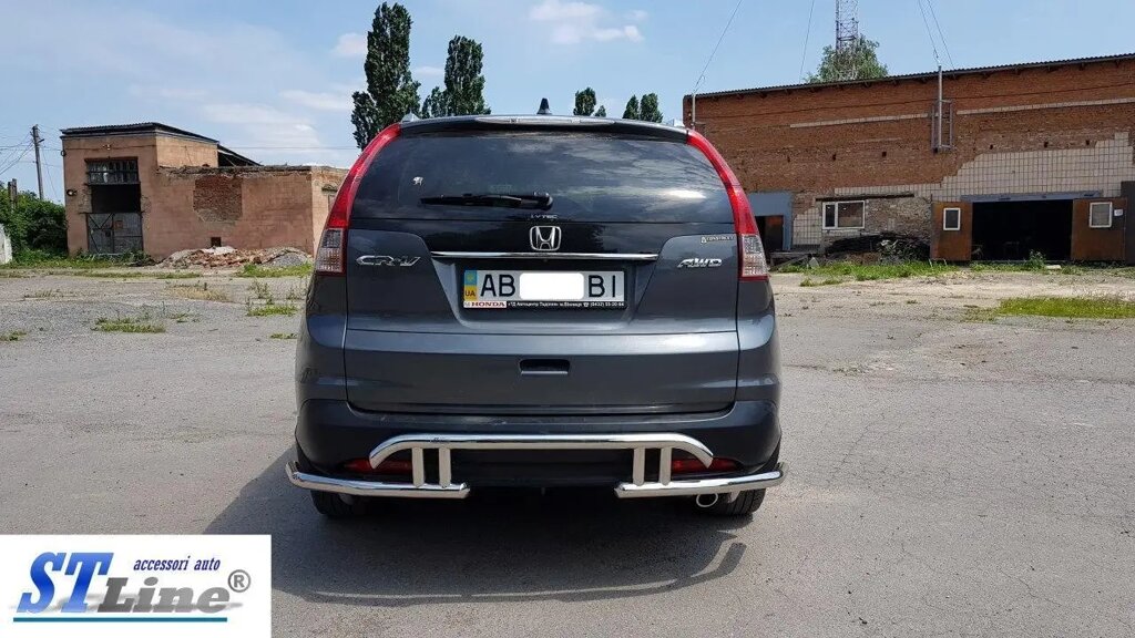 Захист заднього бампера (подвійна нержавіюча труба - подвійний ус) Honda CRV (12-16) від компанії AUTOAS - фото 1