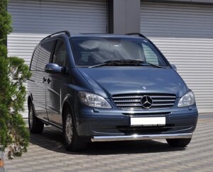 Захист переднього бампера (одинарна нержавіюча труба - одинарний ус) Mercedes-Benz Vito (04-16)